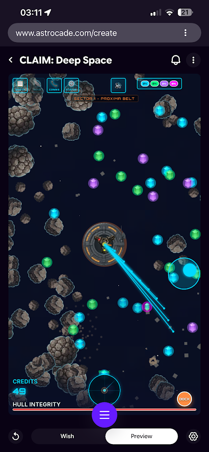 CLAIM: Deep Space crystal collection gameplay